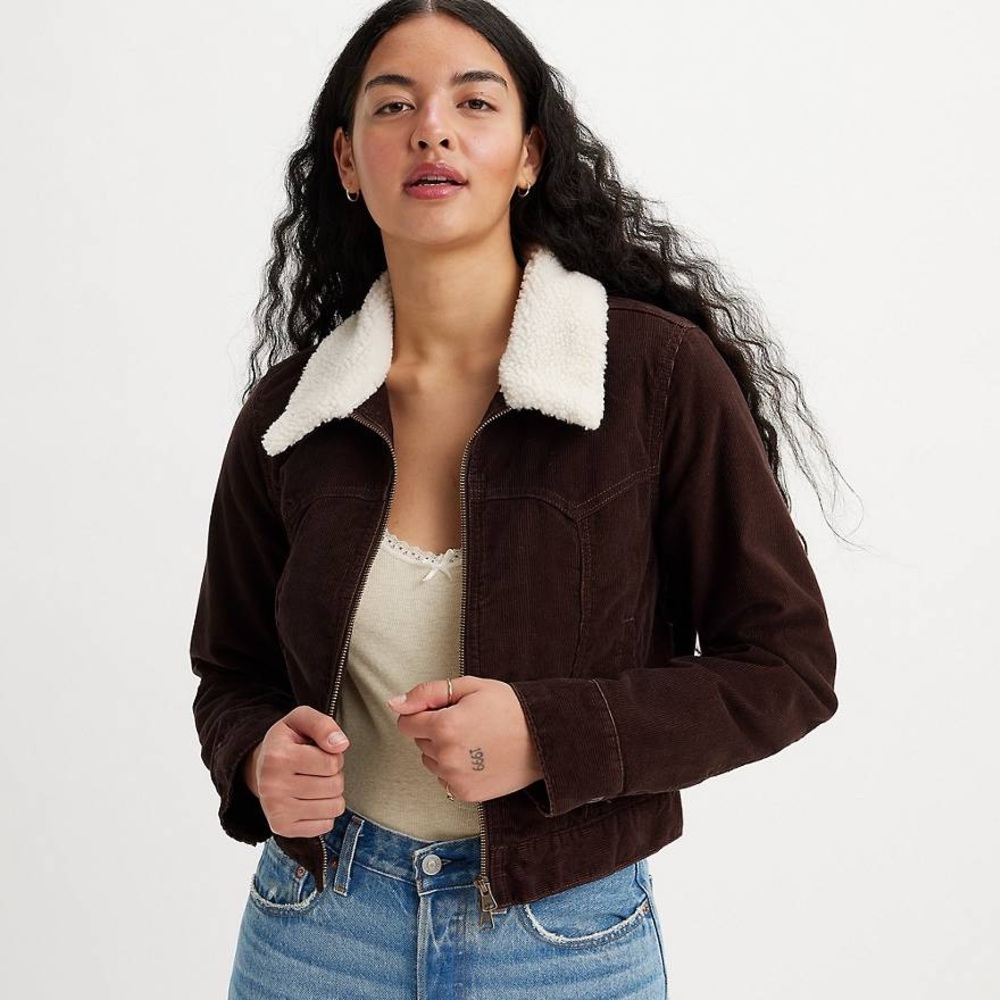 NWOT Lush Brown Corduroy Sherpa Jacket - Size S